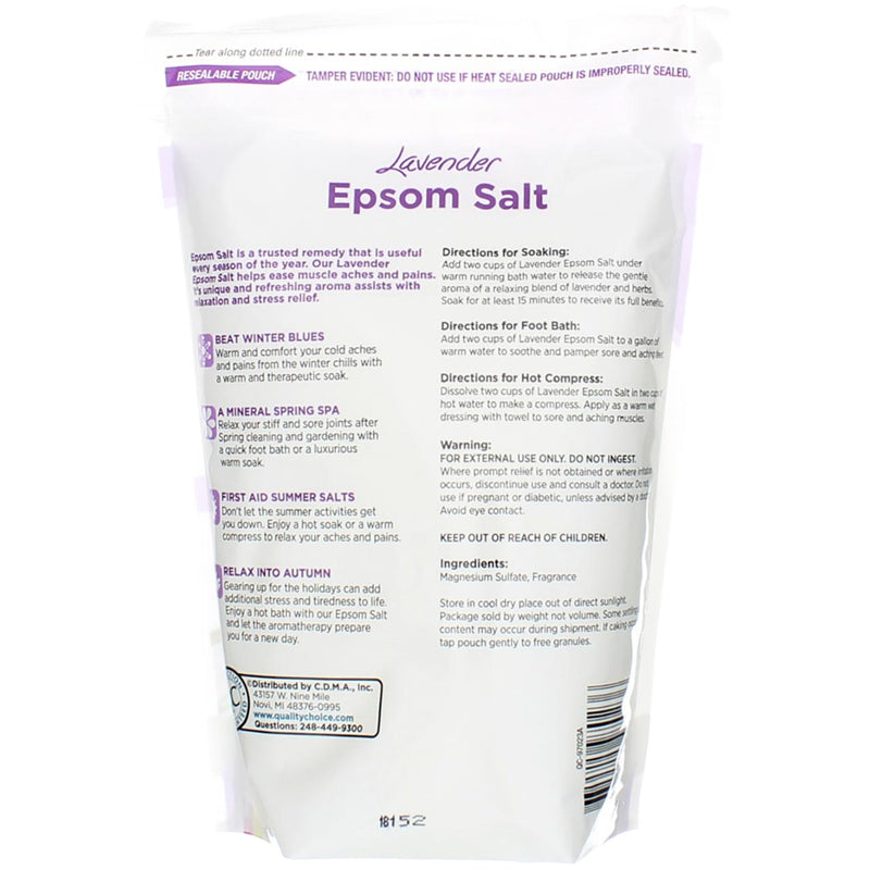 Quality Choice Soaking Solution Epsom Salt Epsom Salt, Lavender, 3 lbs