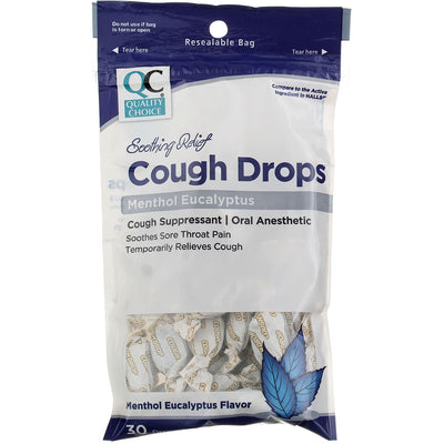 Quality Choice Soothing Relief Cough Drops, Menthol Eucalyptus, 30 Ct