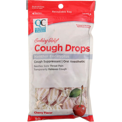 Quality Choice Soothing Relief Cough Drops, Cherry, 30 Ct