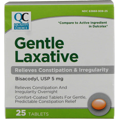 Quality Choice Bisacodyl Gentle Laxative Tablets, 5 mg, 25 Ct