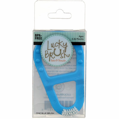 Lucky Brush Safe & Simple Teething Toothbrush 3-36 Months, Blue