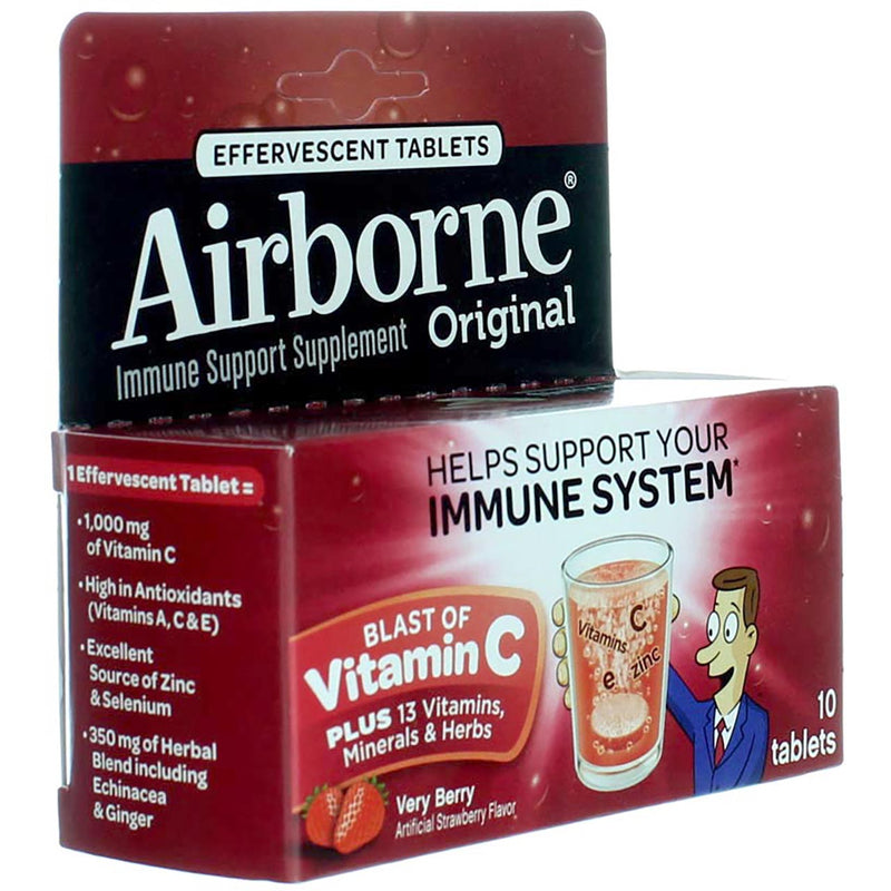 Airborne Original Immune System Supplement Effervescent Tablets, Very Berry, 10 Ct