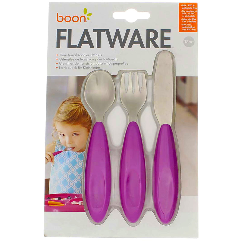 Boon Flatware Toddler Utensils, Purple, 3 Ct