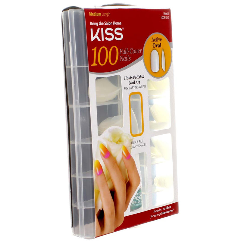 KISS Bring the Salon Home False Nails, Medium, White, 100 Ct