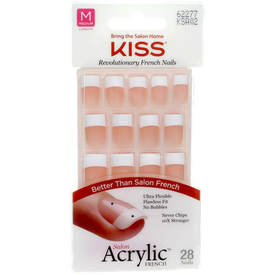 KISS Salon Acrylic French False Nails, Medium, Sugar Rush, 28 Ct