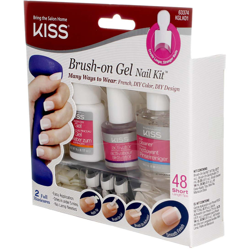 KISS Brush-On Gel Nail Kit, Short 63374, 48 Ct