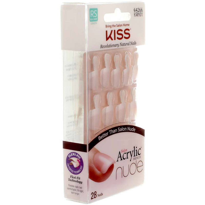 KISS Salon Acrylic French False Nails, Real Short, Breathtaking, 28 Ct