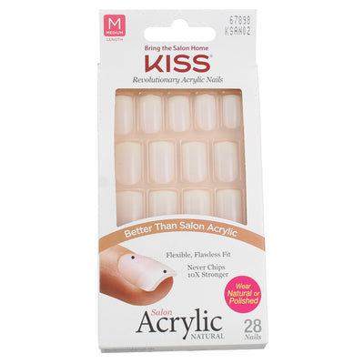KISS Revolutionary Acrylic Nails, Medium, 28 Ct, Natural Wear
