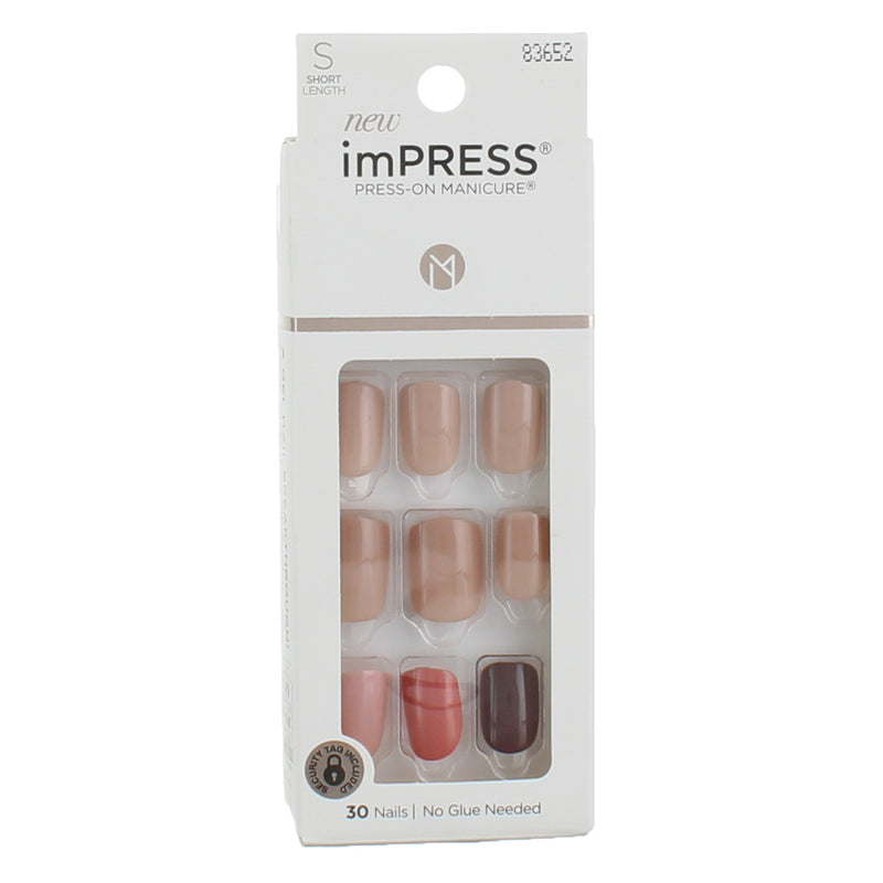 imPRESS Press-On Manicure False Nails, Short, Brown, 30 Ct