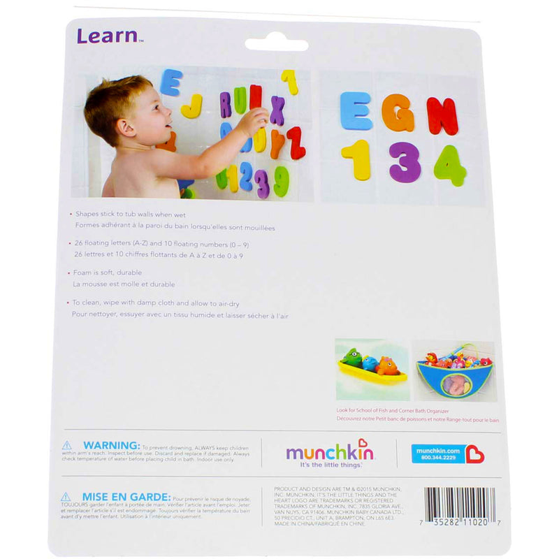 Munchkin Learn Bath Letters & Numbers, Primary, 36 Ct