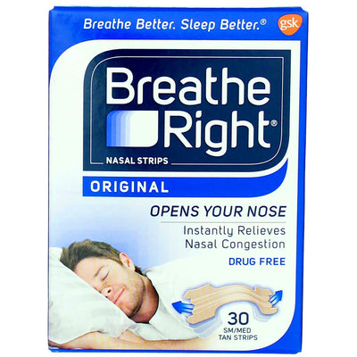 Breathe Right Original Nasal Strips, Tan, Small/Medium, 30 Ct