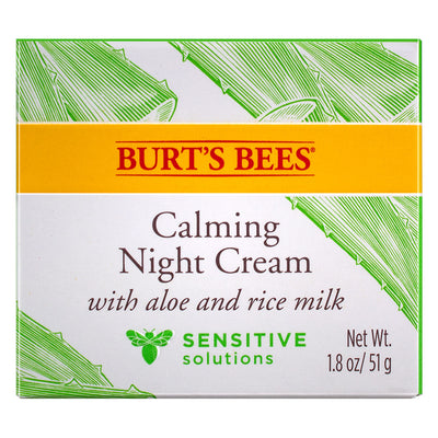 Burt's Bees Sensitive Solutions Calming Night Cream, Aloe and Rice Milk, 1.8 oz