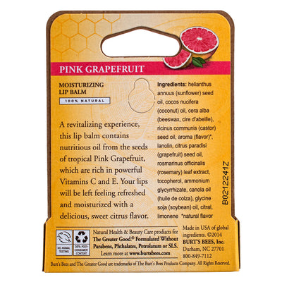 Burt's Bees 100% Natural Moisturizing Lip Balm, Pink Grapefruit