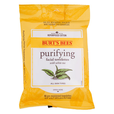 Burt's Bees Purifying Facial Towelettes, White Tea, 10 Ct