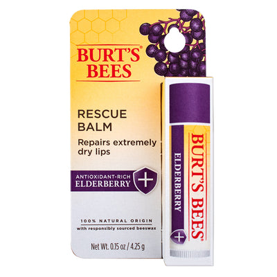 Burt's Bees 100% Natural Origin Rescue Lip Balm, Elderberry, 0.15 oz