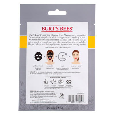 Burt's Bees Detoxifying Charcoal Sheet Mask, Honey