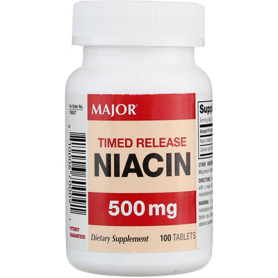 Major Niacin Timed Release Tablets, 500 mg, 100 Ct 3.9 oz