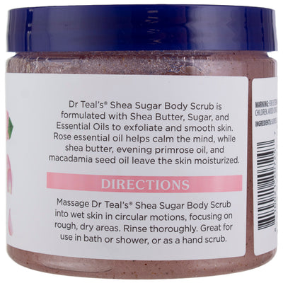 Dr Teal's Shea Sugar Body Scrub, Rose Essential Oil, 19 oz