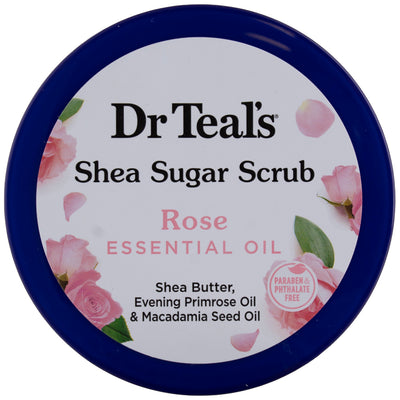 Dr Teal's Shea Sugar Body Scrub, Rose Essential Oil, 19 oz