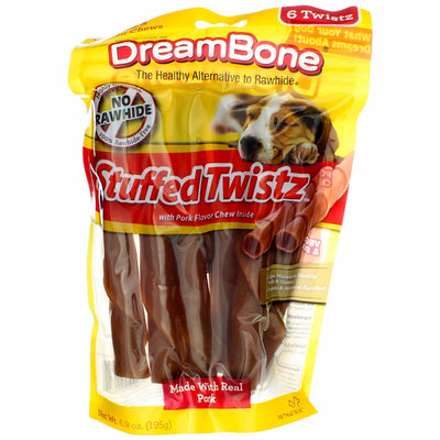 DreamBone Pork Stuffed Twistz Dog Chew, One Size, 6 pieces