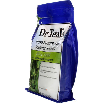 Dr Teal's Pure Epsom Salt Soaking Solution, Eucalyptus & Spearmint, 3 lbs