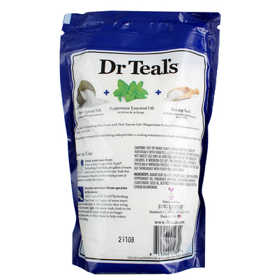 Dr Teal's Pure Epsom Salt Refreshing Foot Soak, Cooling Pepermint, 2 lbs