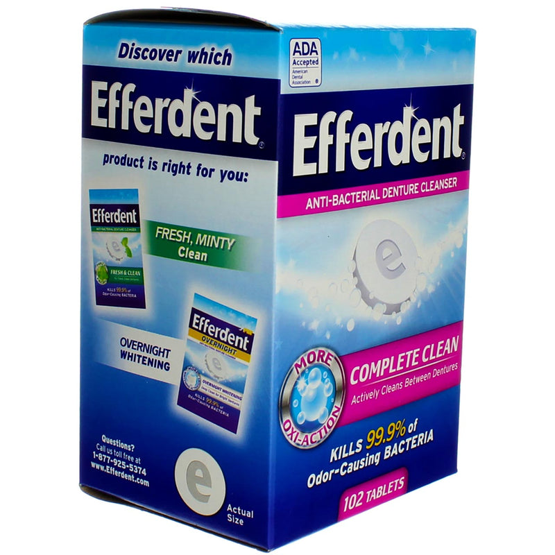 Efferdent Retainer Cleaning Tablets, Denture Cleanser Tablets, 102 Tablets (Pack of 1)