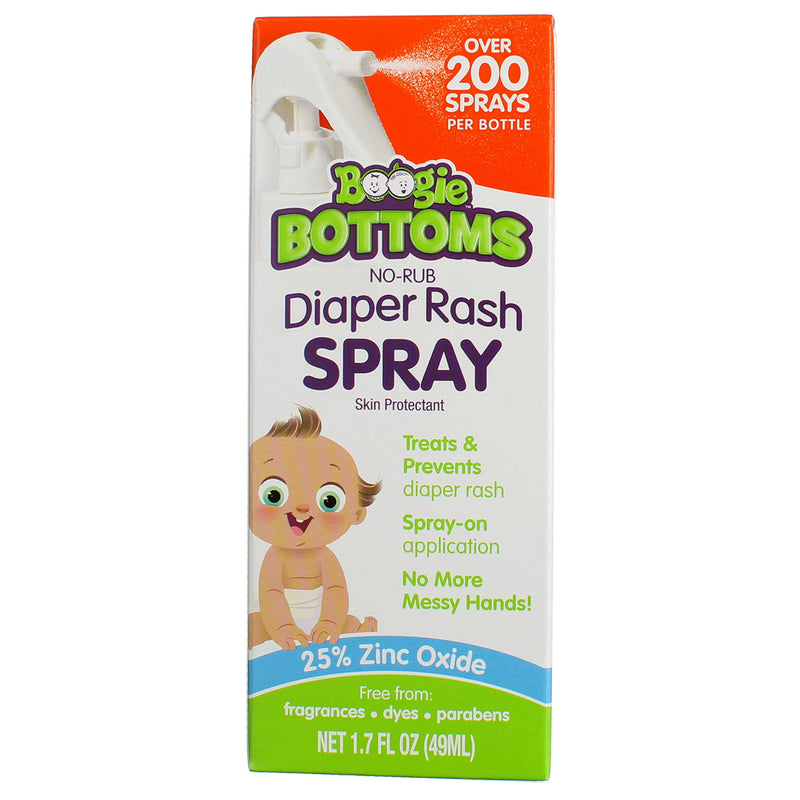 Boogie Bottoms Diaper Rash Spray, No-Rub, Unscented, 1.7 fl oz