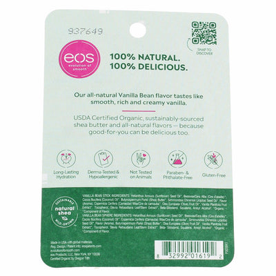 eos 100% Natural Shea Lip Balm Stick/Sphere Combo, Vanilla Bean, 2 Ct