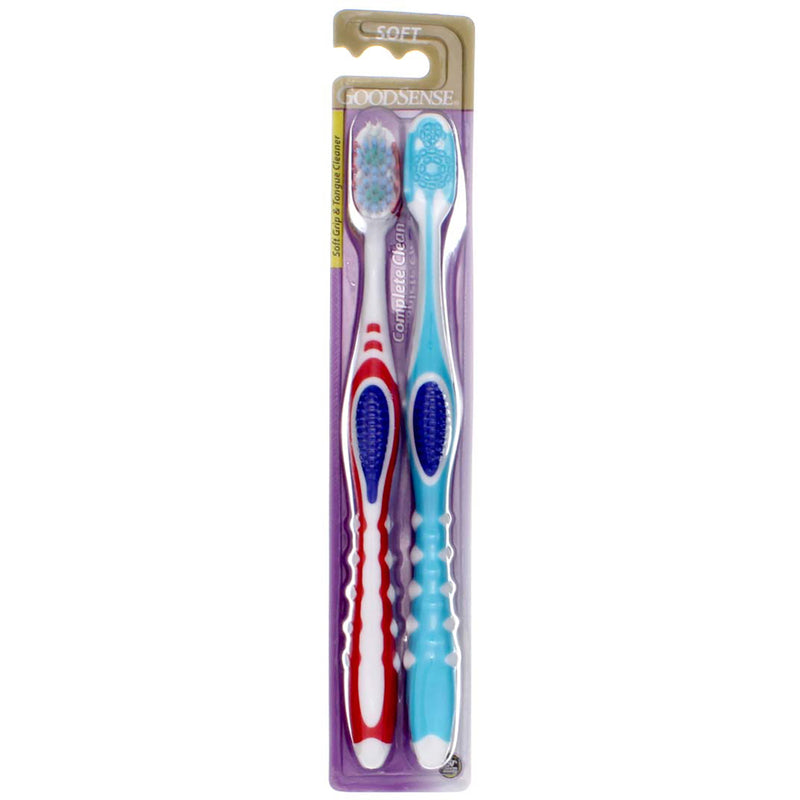 GoodSense Complete Clean Soft Toothbrush With Tongue Cleanser, 2 Ct