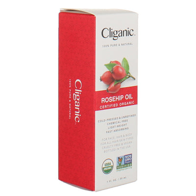 Cliganic 100% Pure & Natural Certified Organic Body Oil, Rosehip, 1 fl oz