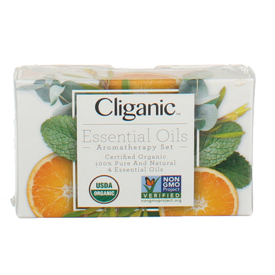 Cliganic Essential Oils Certified Organic Aromatherapy Set, 4 Ct