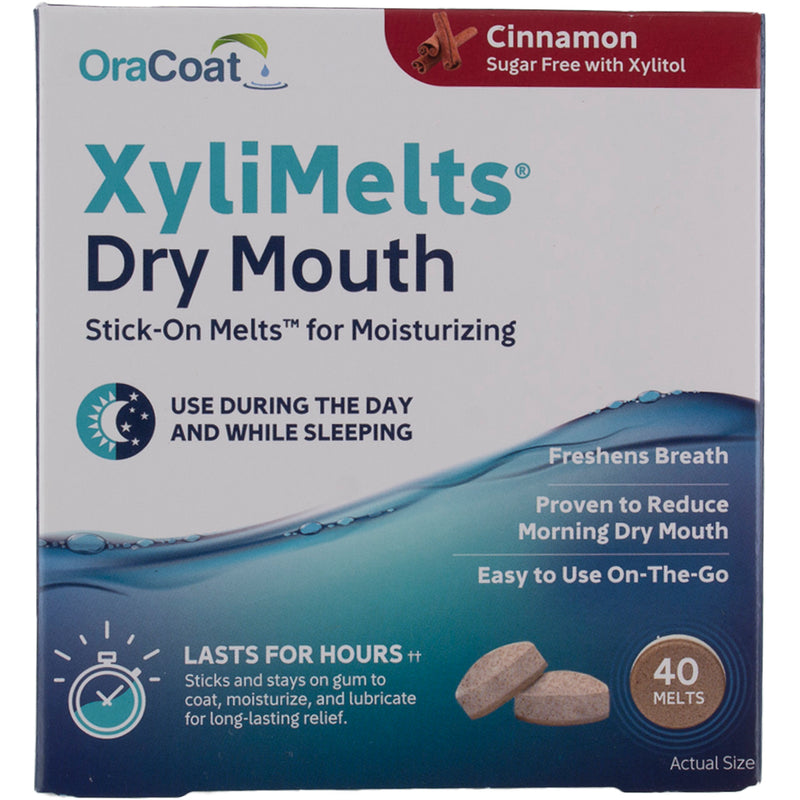 OraCoat XyliMelts Dry mouth Stick-On Melts, Cinnamon 24-Hour, 40 Ct
