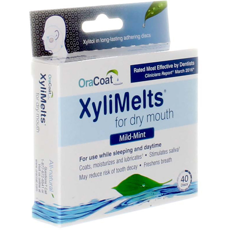 OraCoat XyliMelts For Dry Mouth Discs, Mild-Mint, 40 Ct