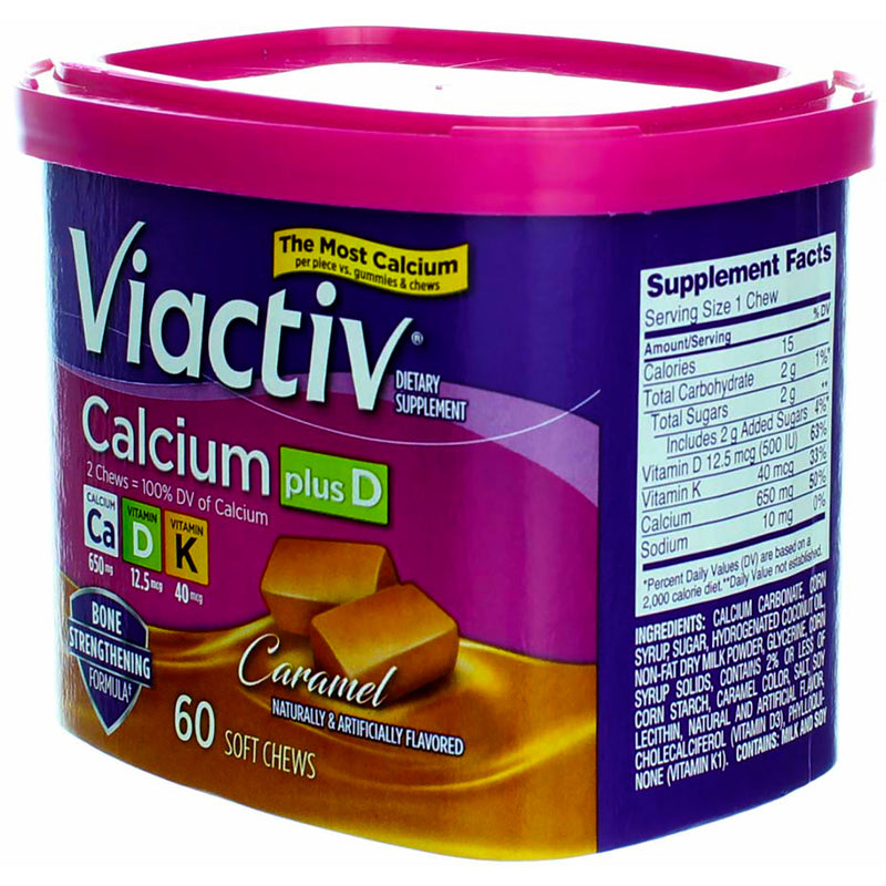 Viactiv Calcium Plus D Dietary Supplement Chews, Caramel, 60 Ct