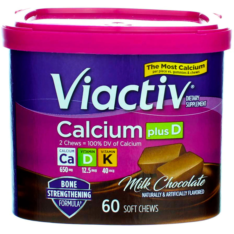 Viactiv Calcium Plus D Dietary Supplement Chews, Milk Chocolate, 60 Ct