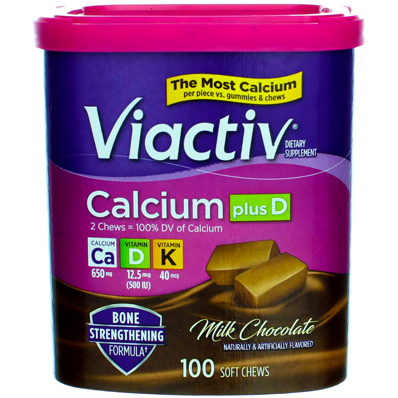 Viactiv Calcium Plus D Dietary Supplement Chews, Milk Chocolate, 100 Ct