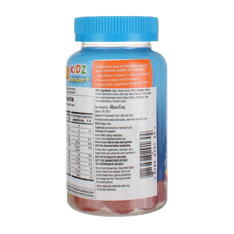 Emergen-C Kidz Immune + Gummy Vitamins Dietary Supplement, Fun-tastic Fruit, 250 mg, 44 Ct