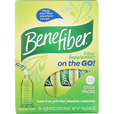 Benefiber Original Fiber Supplement Stick Packs, Taste Free, 0.14 oz, 28 Ct