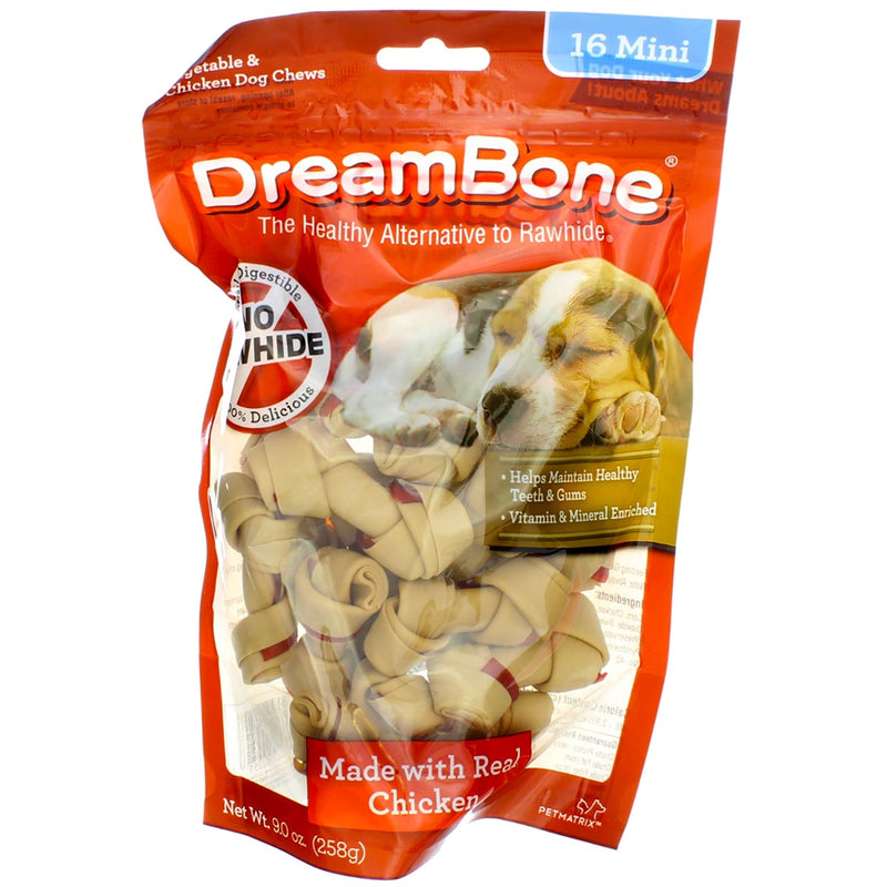 DreamBone Vegetable & Chicken Dog Chews, Rawhide Free, Mini, 16 Coung