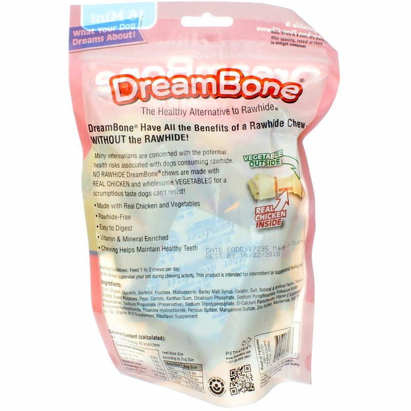 DreamBone Vegetable & Chicken Dog Chews, Rawhide Free, Mini, 16 Coung