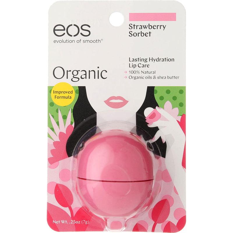 eos Organic Lip Balm Sphere, Strawberry Sorbet, 0.25 oz