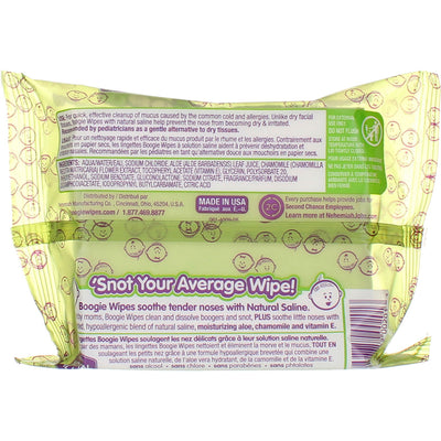 Boogie Wipes Natural Saline Nose Wipes, Fresh Scent, 30 Ct